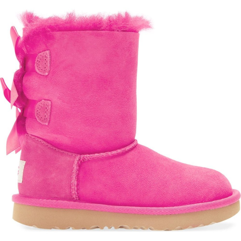 UGG Australia Pink Bailey Bow II Water Resistant Genuine Girls Boots - Picture 2 of 5
